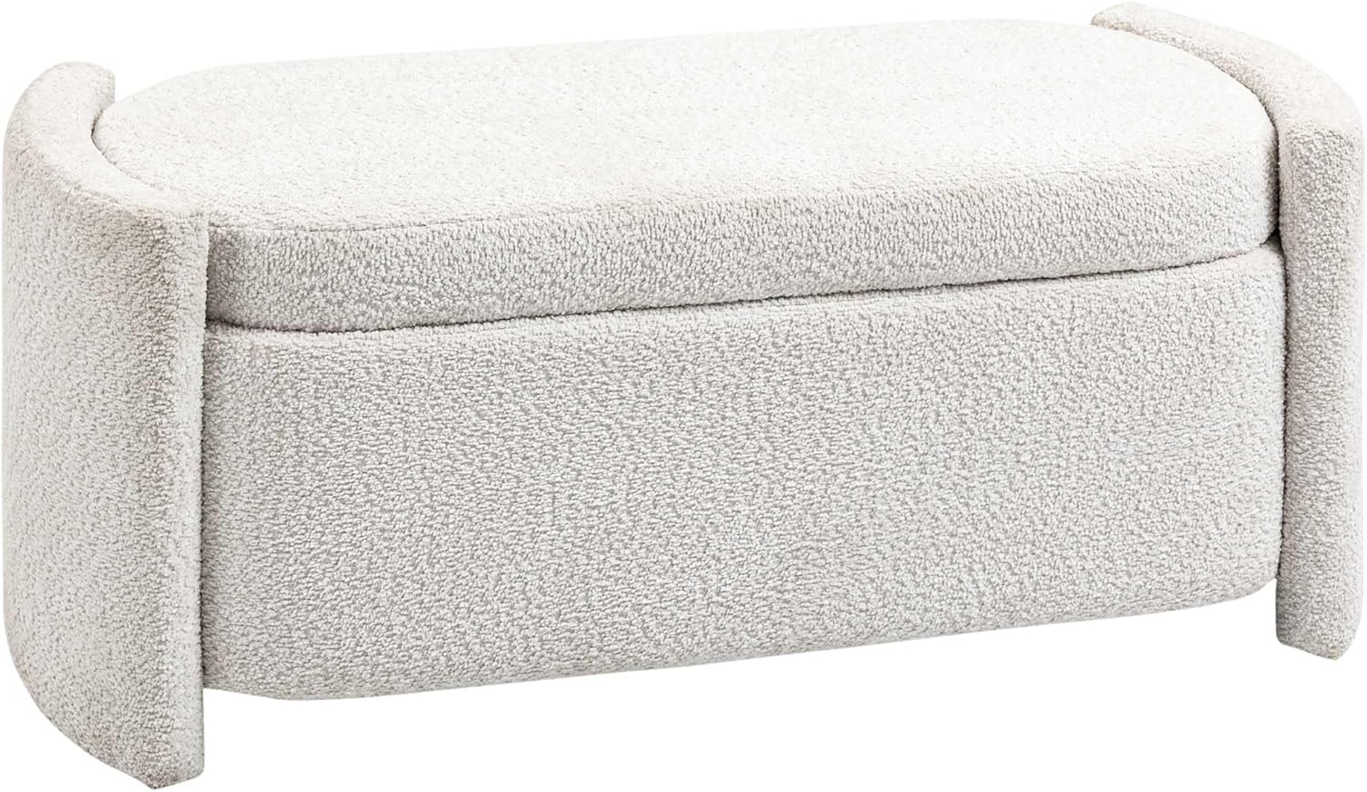 HOMCOM Sitzbank Polsterbank mit Deckel, Samtoptik (Aufbewahrungsbank, 1-St, Lagerbank), Creme, 105 x 44 x 45,5 cm Bild 1