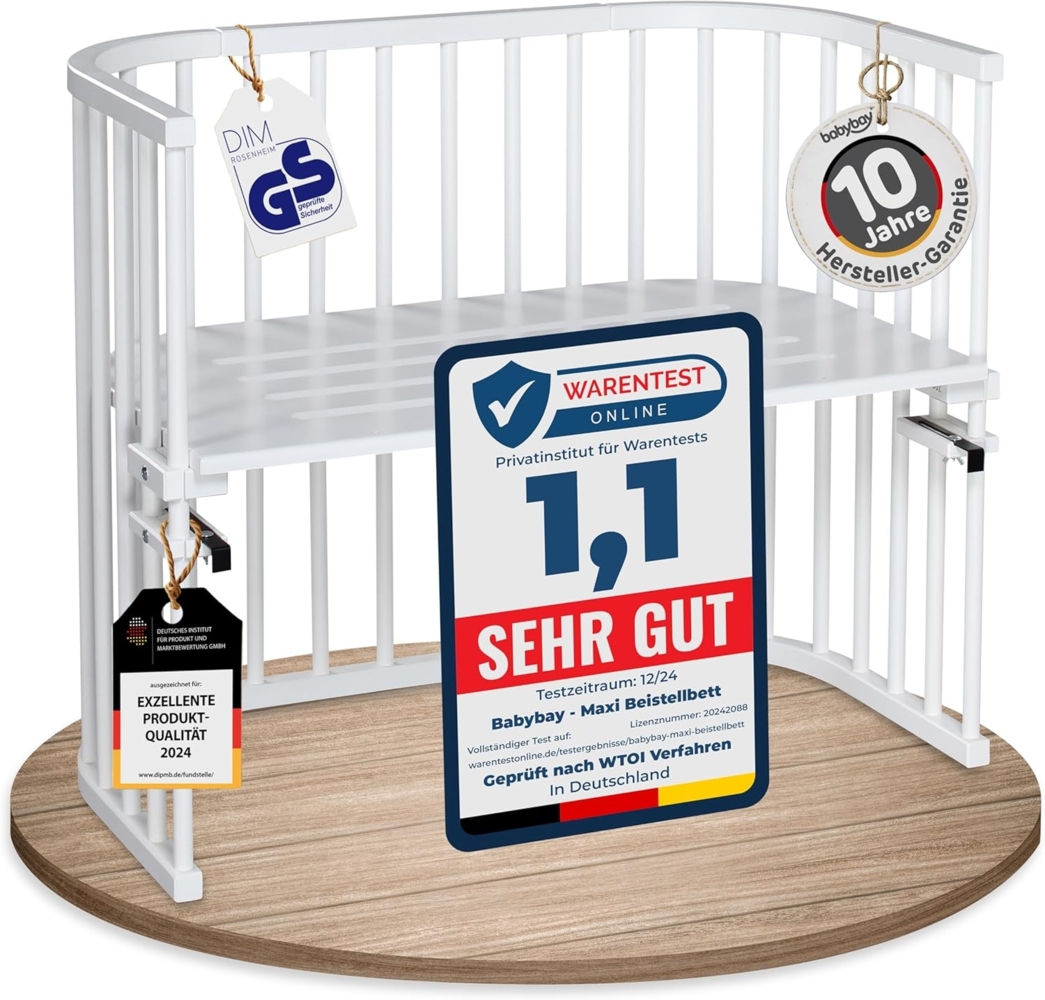 Babybay 'Maxi' Beistellbett Buche seidenmatt weiß Bild 1