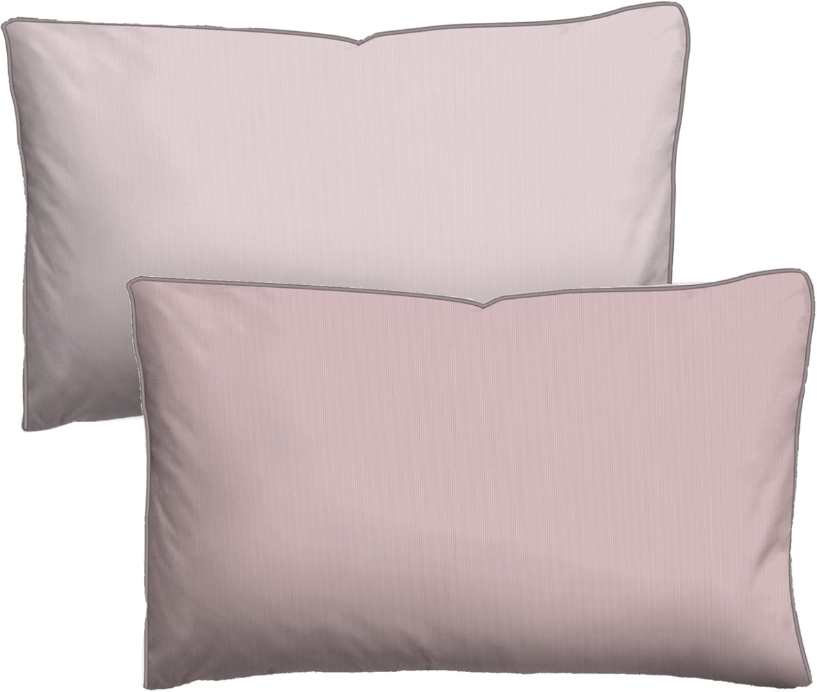 biberna Mako-Satin Bettwäsche 0615211 FEINE STREIFEN, rose, 1x 40x80 cm Bild 1