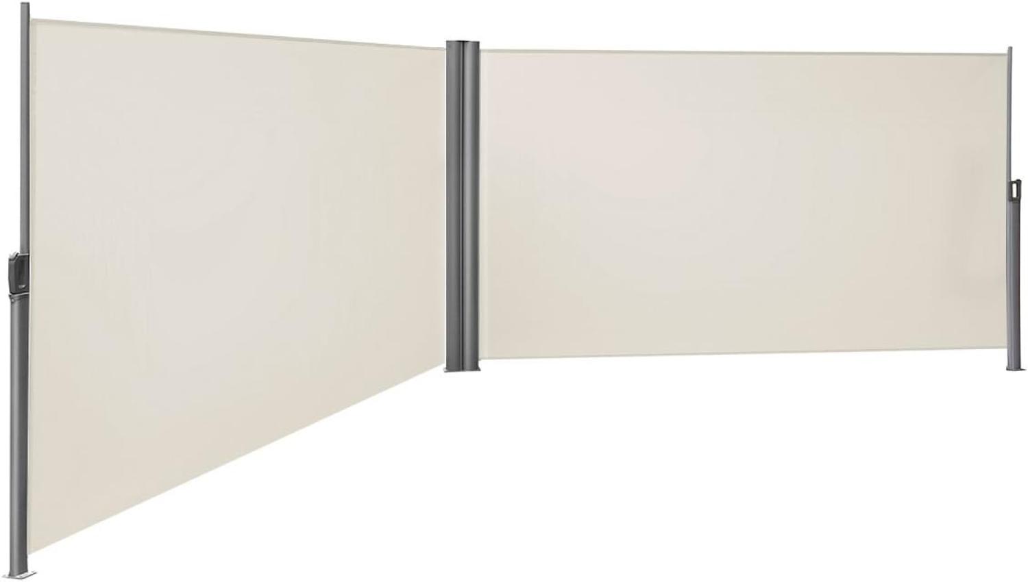 Doppel Seitenmarkise, TÜV SÜD zertifiziert, verdickter Polyester 280g/m², Beige, GSA320E, 160 x 600cm Bild 1