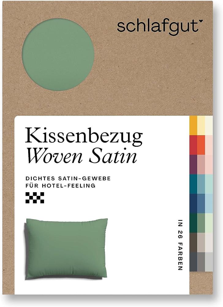 Schlafgut Woven Satin Bettwäsche|Kissenbezug einzeln 70x90 cm| green-mid Bild 1