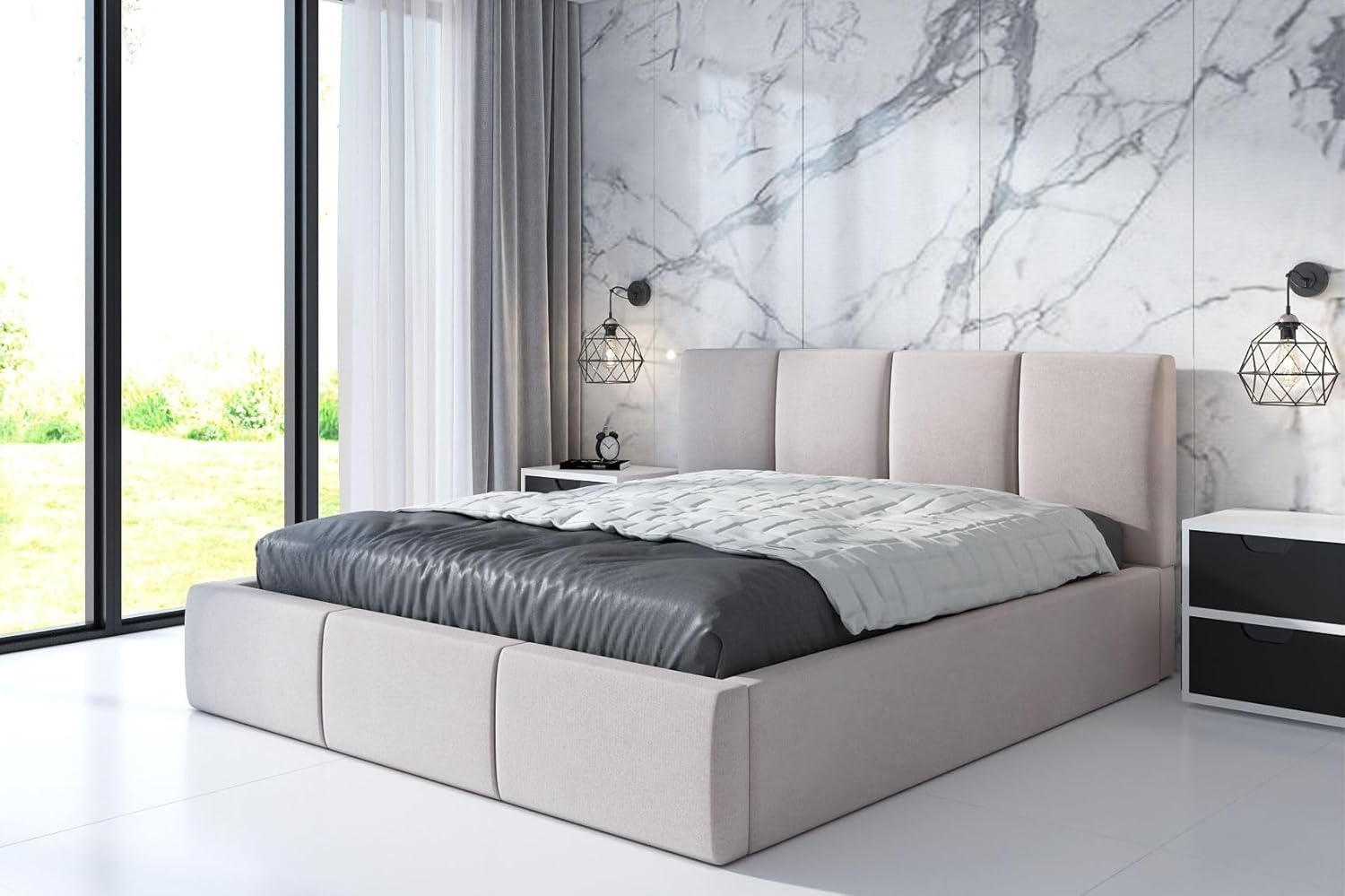 Polsterbett ORINO 160x200 mit Matratze, Bettkasten und Lattenrost. Farbe: Beige 2 Bild 1