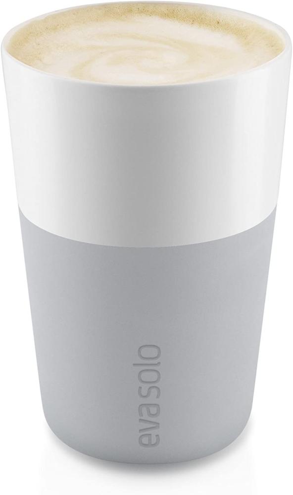 Eva Solo Caffé Latte-Becher, Milchkaffee, Kaffee, Caffétasse, Porzellan/Silikon, Marmor Grau, 360 ml, 2er Set, 501046 Bild 1