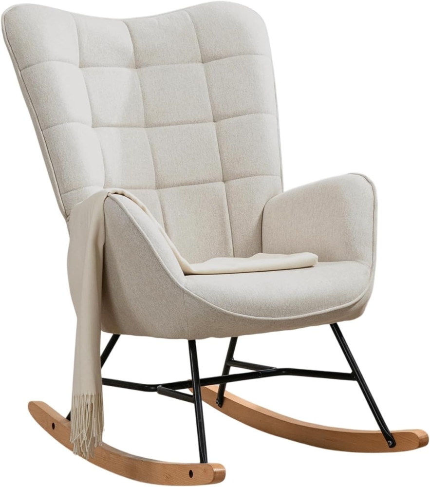 MEUBLE COSY Schaukelstuhl Relaxstuhl Schaukelsessel Sessel Stuhl Wohnzimmersessel Relax Lounge mit gepolsterter Sitzfläche, 68 x 87 x 98 cm Bild 1