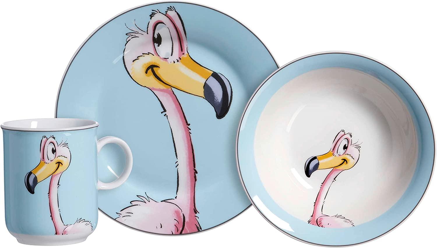 Ritzenhoff & Breker HAPPY ZOO Flamingokind Flo Kindergeschirr Set 3-teilig MOB Bild 1