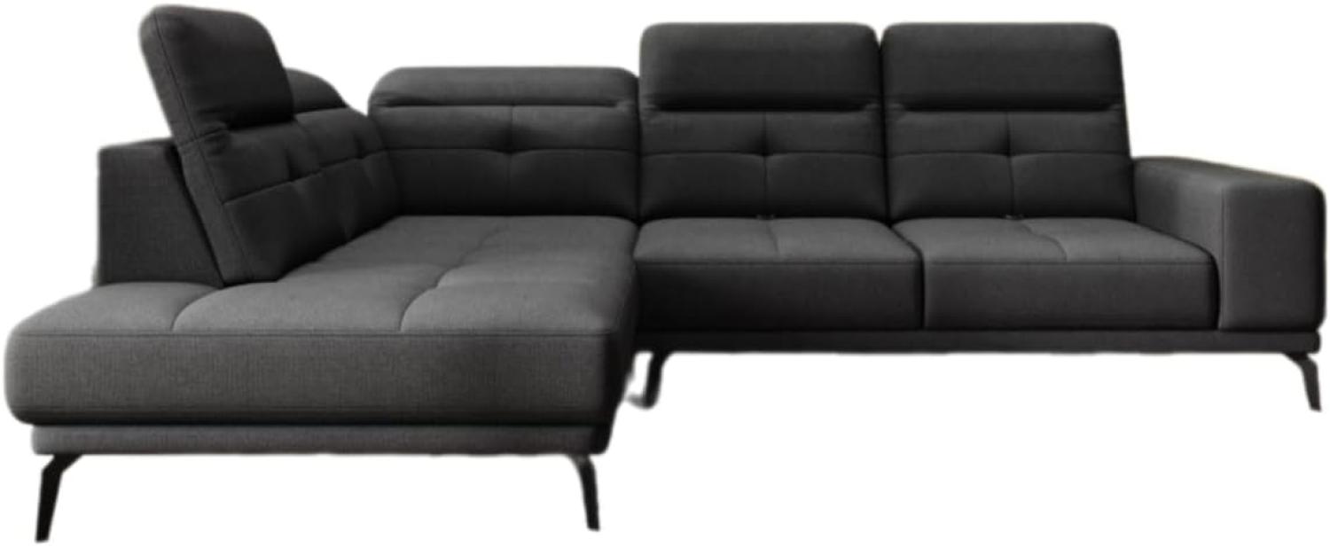 Designer Sofa Isabella mit verstellbarer Kopf- und Rückenlehne Stoff Schwarz Links Bild 1