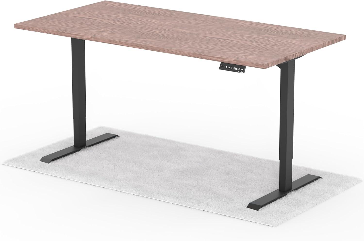 elektrisch höhenverstellbarer Schreibtisch DESK 180 x 90 cm - Gestell Schwarz, Platte Walnuss Bild 1