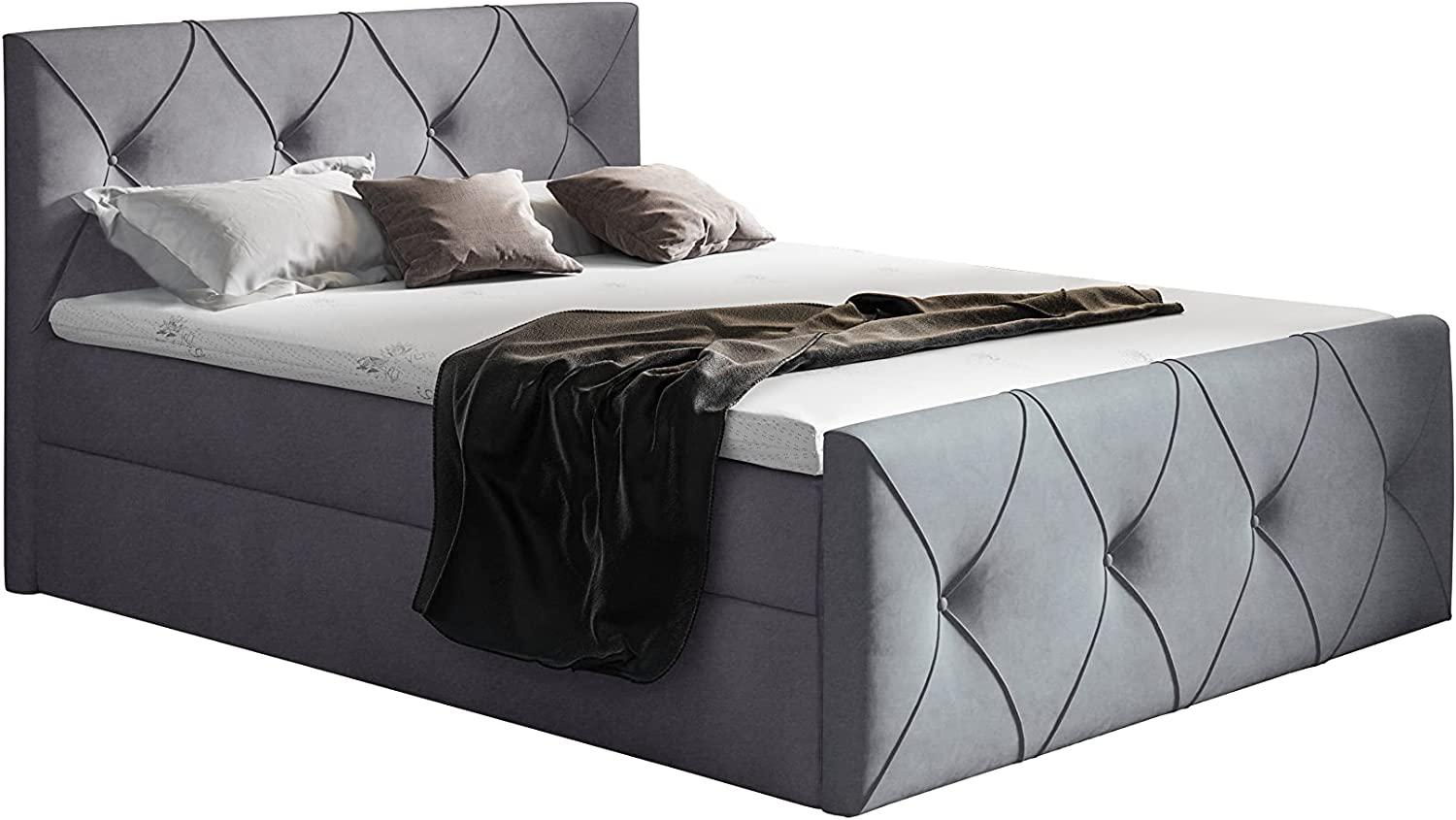 99rooms Arian Lux Boxspringbett Velours 180 x 200 cm Dunkelgrau Bild 1