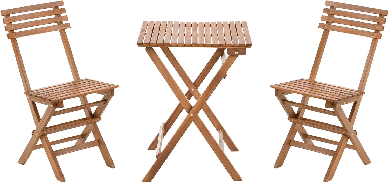 Bistro Set klappbar SOLAROLO zertifiziertes Akazienholz Braun Bild 1