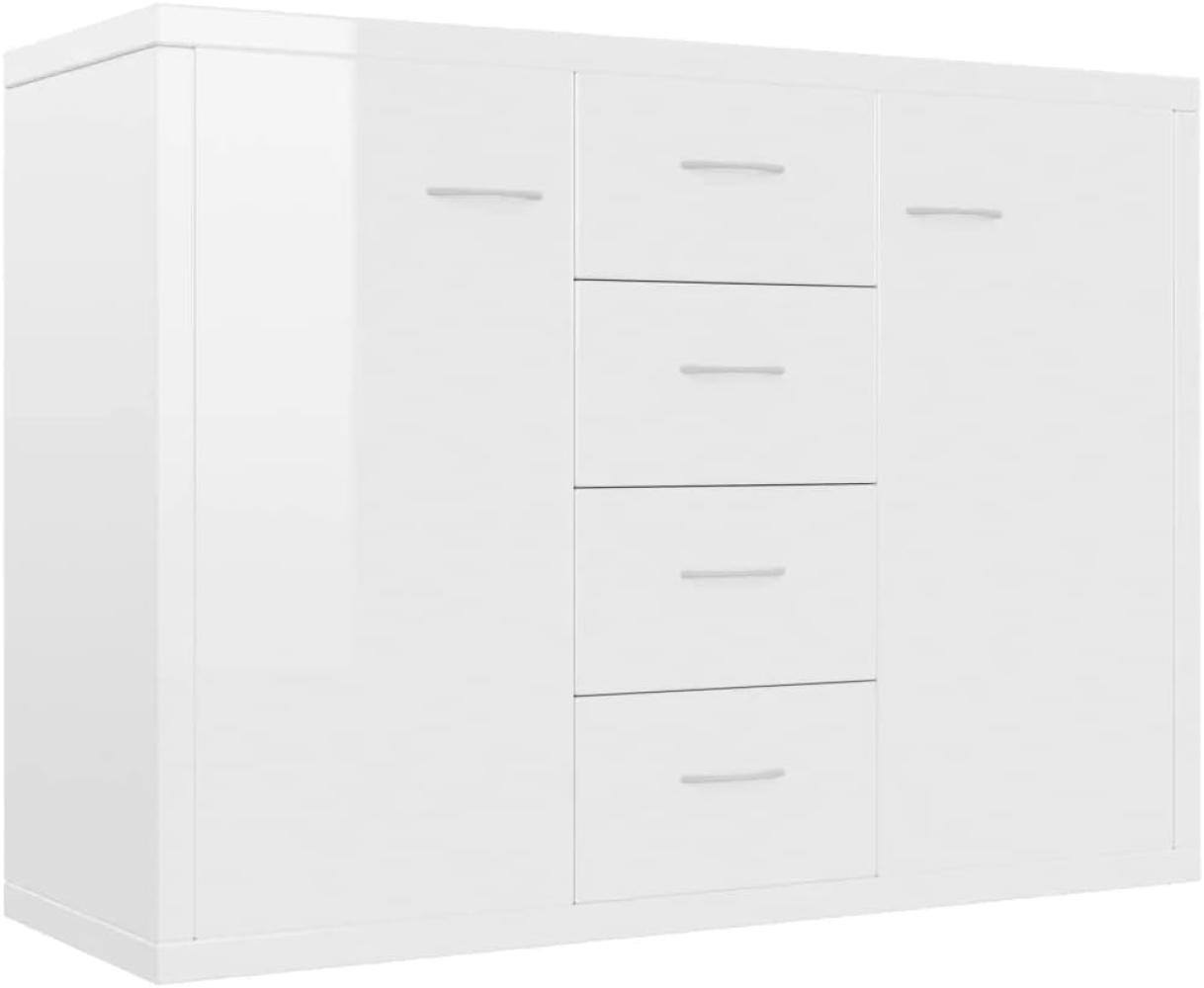 vidaXL Sideboard mit 4 Schubladen 2 Türen Kommode Anrichte Mehrzweckschrank Schrank Beistellschrank Flurschrank Hochglanz-Weiß 88 x 30 x 65 cm Spanplatte Bild 1