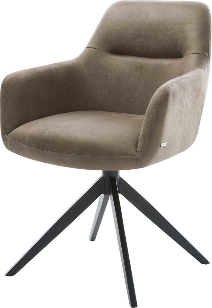 Drehstuhl Pejo-Flex Mikrofaser Taupe Vintage Kreuzgestell breit Schwarz 360° drehbar Wippfunktion Taschenfederkern Bild 1