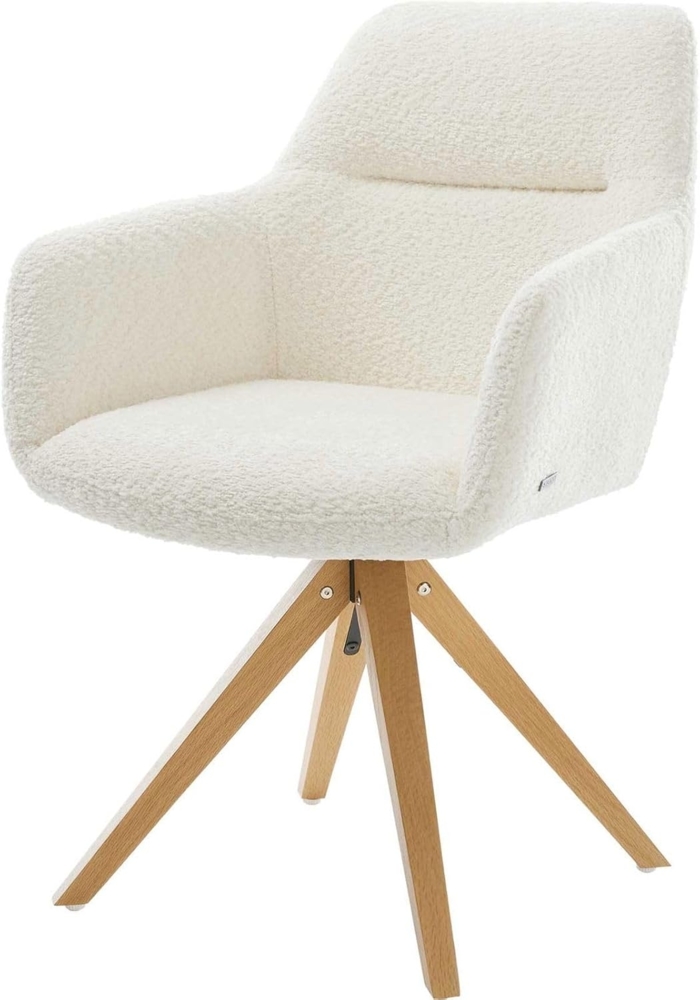Esszimmerstuhl Pejo-Flex Bouclé Weiß Holzgestell kantig Natur Taschenfederkern Bild 1