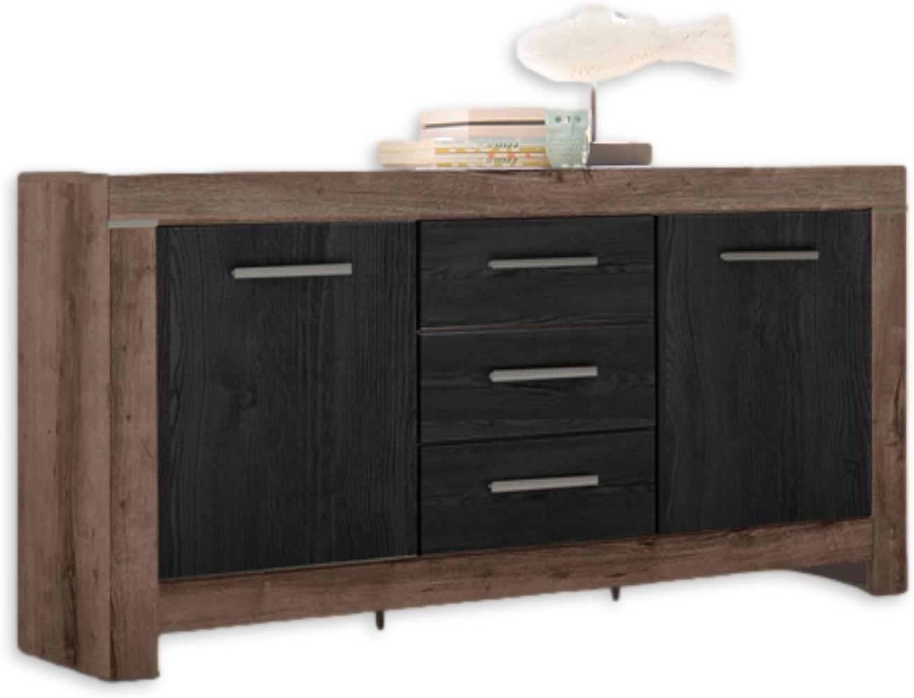 Kommode BALIN Sideboard Canyon Eiche Nb. / Schwarz ca. 160 x 85 x 45 cm Bild 1