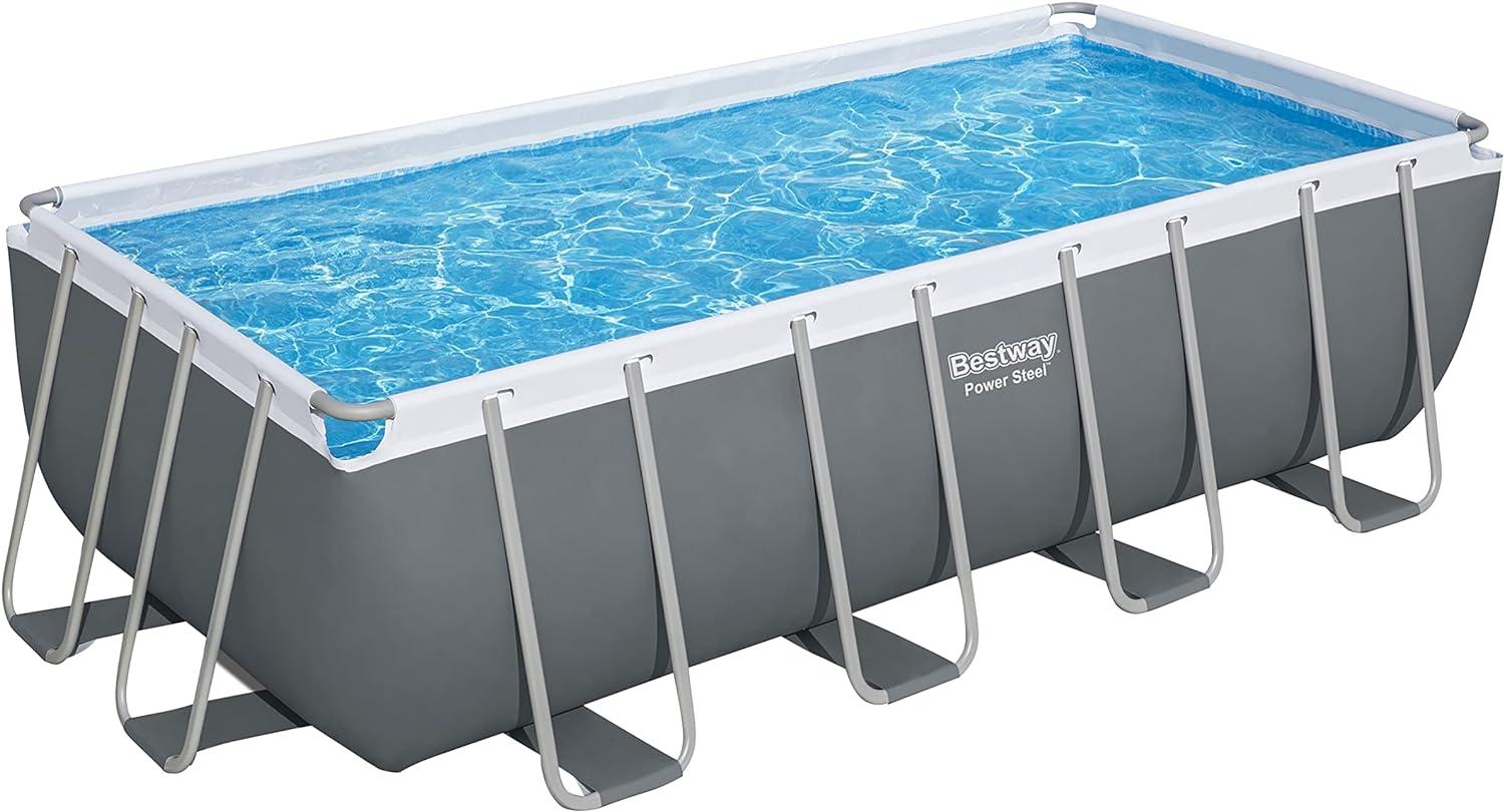 Power Steel™ Frame Pool Komplett-Set mit Sandfilteranlage 488 x 244 x 122 cm, grau, eckig Bild 1