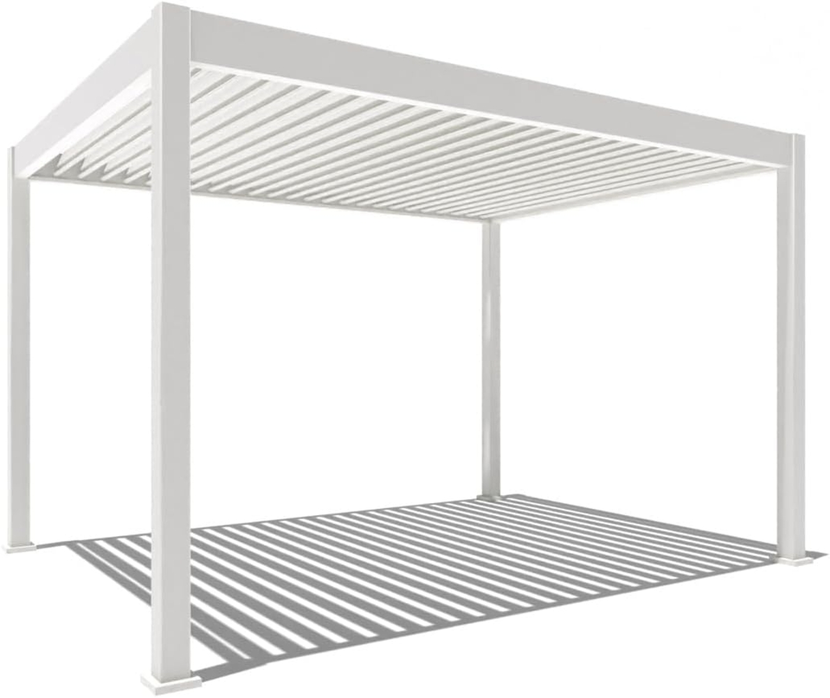 Weide E-Deluxe | elektrische Pergola mit LED | Voll Aluminium | 3x4 M | motorisiertes Lamellendach weiß Bild 1