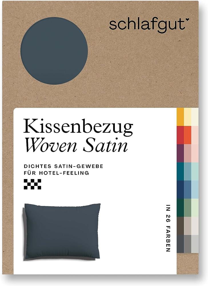 Schlafgut Woven Satin Bettwäsche|Kissenbezug einzeln 60x80 cm| grey-deep Bild 1