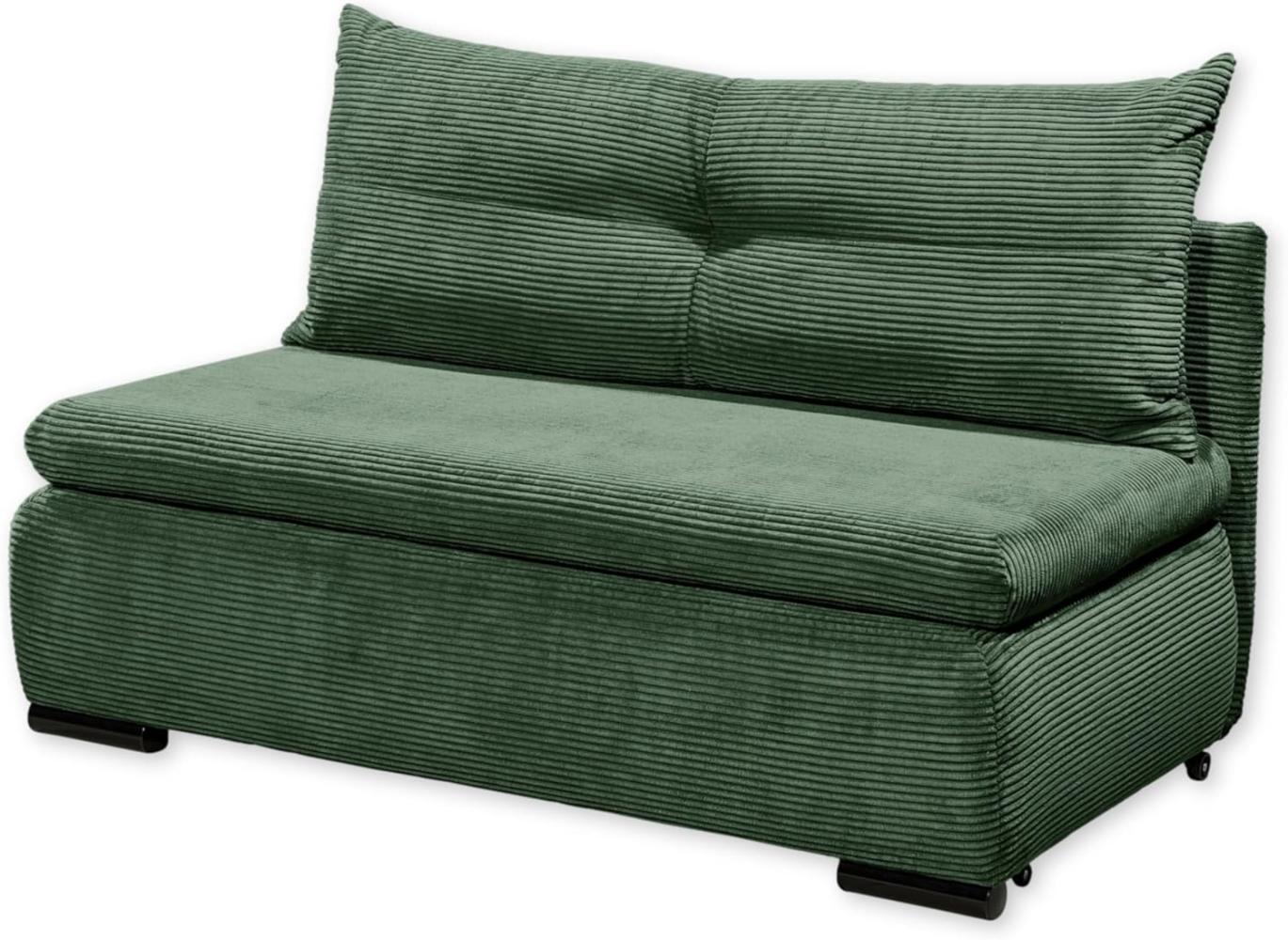 Stella Trading CHARLIE Bequemes Schlafsofa mit Bettkasten in Cord-Optik, Winter Moss-Kompaktes Sofa mit Schlaffunktion, Holzwerkstoff, 153 x 90 x 83 cm Bild 1