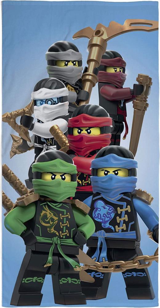 Lego Ninjago Strandtuch für Jungen 140x70 cm Handtuch aus 100% Baumwolle Motiv Assemble Bild 1