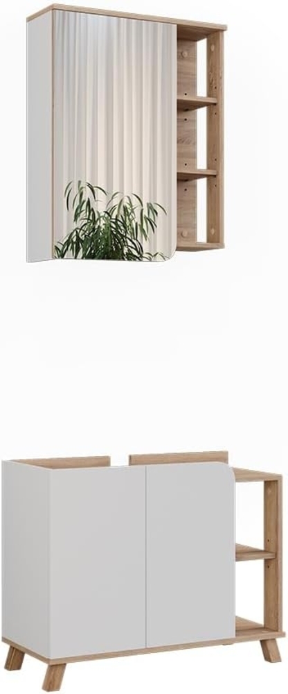 Badmöbel-Set Karen Sonoma/Weiß 2 Teile Vicco Bild 1
