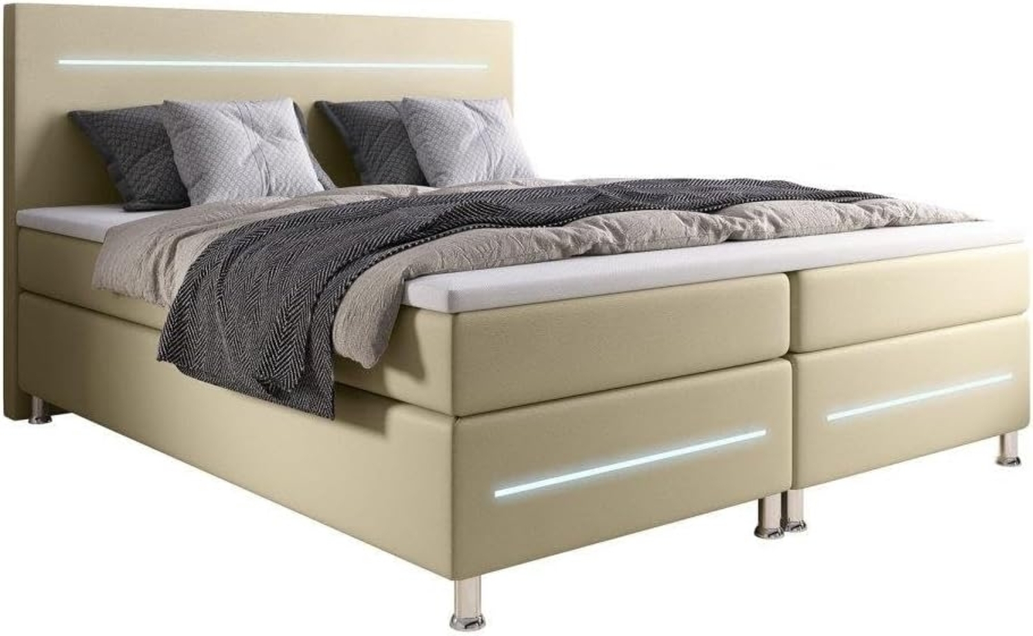 Boxspringbett Sejour mit LED 160x200 Beige H2 (bis 70kg) Bild 1