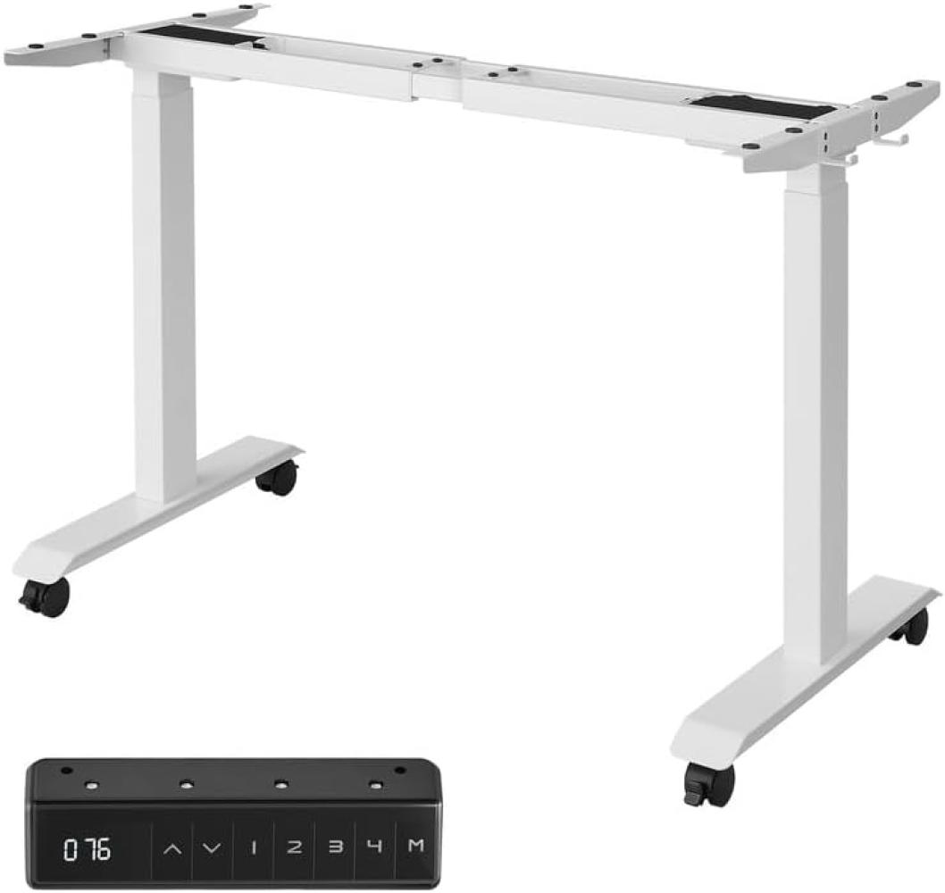 Höhenverstellbarer Schreibtisch elektrisch, Schreibtischständer, Doppelmotor, mit Haken, stufenlos verstellbar, Memoryfunktion, Stahl, weiß LSD019W01 Bild 1