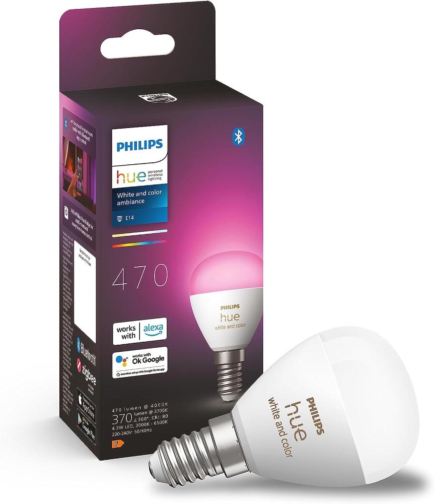 Philips Hue White&Col. Amb. E14 Luster Tropf Einzeplack 470lm. Bild 1