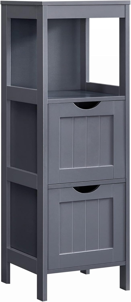 VASAGLE Badezimmerschrank, Schrank freistehend, Badezimmermöbel, mit 2 Schubladen, 1 offenem Fach, für Badezimmer, Wohnzimmer, Küche, modern, schiefergrau BBC042G01, 30 x 30 x 89 cm Bild 1