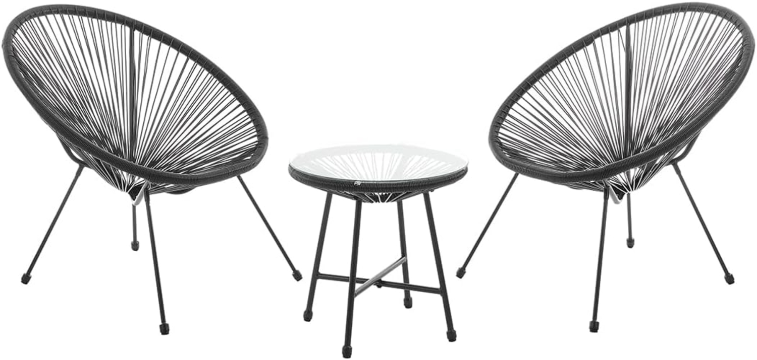 SVITA Bali Balkon-Möbel 3-TLG. Polyrattan Lounge-Set Balkon-Set Schwarz Bild 1