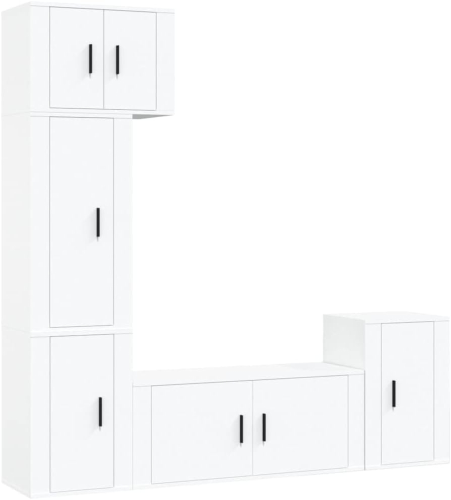vidaXL 5-tlg. TV-Schrank-Set Weiß Holzwerkstoff 3188622 Bild 1