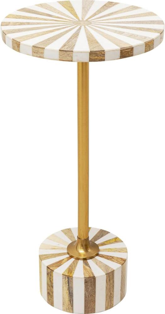 Kare Design Beistelltisch Domero Cirque, Weiß/Gold, Durchmesser 25cm, Wohnzimmertisch, rund, Stahlgestell, Holz Nutzfläche Polyresin beschichtet, Handgearbeitet, 50 x 25 x 25 cm (H/B/T) Bild 1