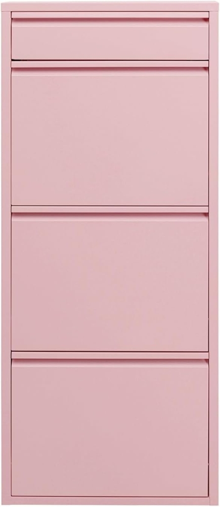 Kare Design Schuhschrank Caruso, Rosa, Stahl, mit 4 Klappen, Schuhablage für 6 Paar Schuhe, schmal, platzsparend, hoch, Schuhregal, Eingangsbereich, 115 x 50 x 15 cm (H/B/T) Bild 1