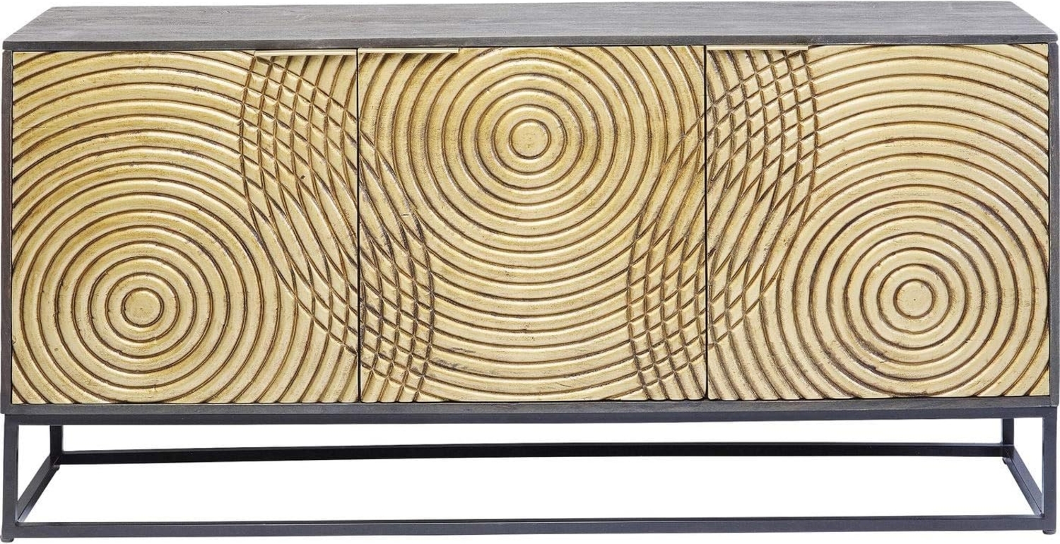 Kare Design Sideboard Circulo, Massivholz Sideboard, verziertes Sideboard groß, kunstvolles Sideboard, (H/B/T) 80 x 160 x 40 cm, Gold Bild 1