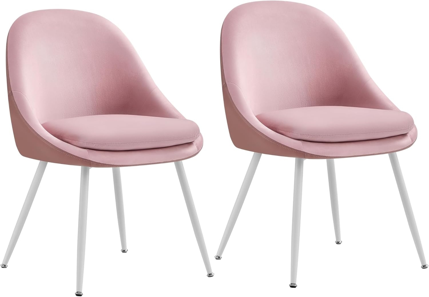 VASAGLE Esszimmerstuhl 2er Set, Küchenstuhl, bis 120 kg belastbar, Kissen mit 5,5 cm dickem Schaumstoff gepolstert, nach außen stehende Beine, für Büro Wohnzimmer, pastellrosa-wolkenweiß KDC184R01 Bild 1