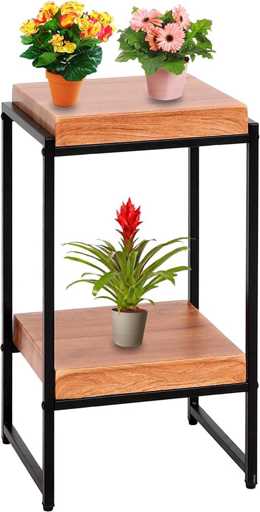 Blumentisch HWC-K71, Blumenregal Beistelltisch Pflanzregal, MVG-zertifiziert MDF Metall ~ naturfarben, 61cm Bild 1