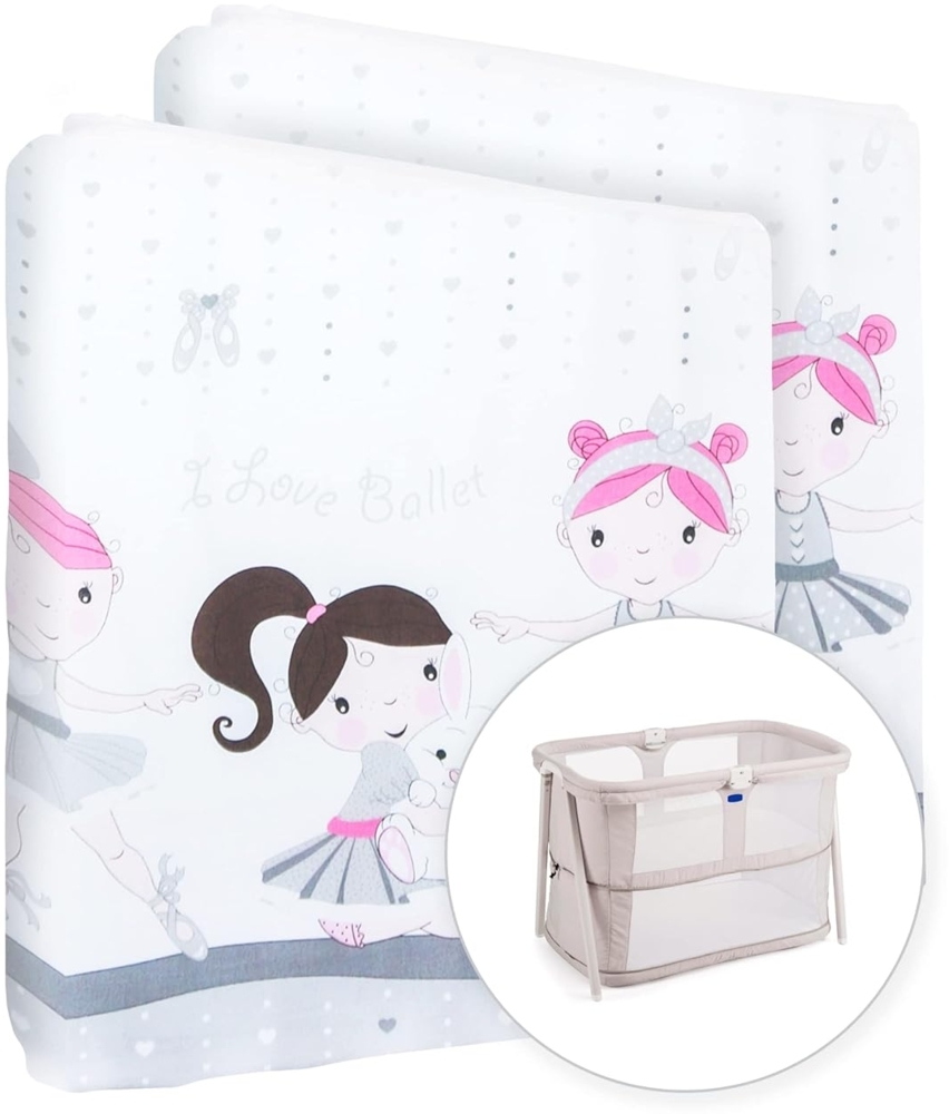 Baby Comfort Spannbetttuch für Kinderzimmer, 100 % Baumwolle, für 95x65 cm Reisebett, 2 Stück Bild 1