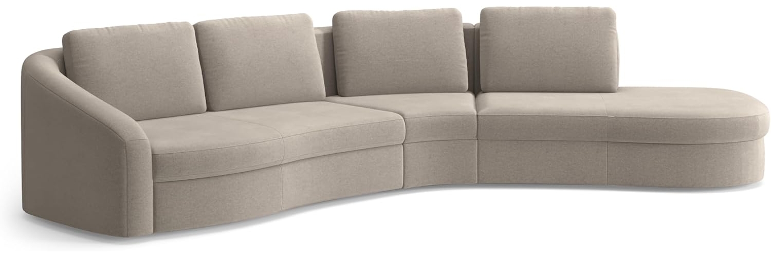 Cavadore Ecksofa Jawa / Bodennahe Eckcouch mit Sofa 2,5-sitzig und Trapezecke halbrund (60 Grad) / 366 x 88 x 230 / Mikrofaser, Perlbeige Bild 1