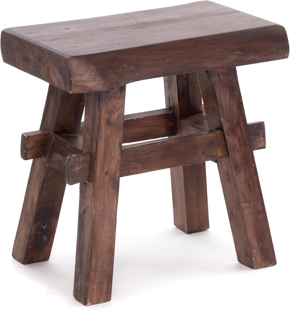 Hocker Vintage 40 Massivholz dunkelbraun Bild 1