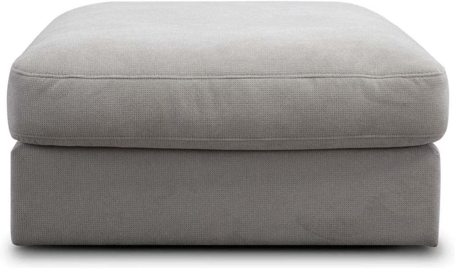 CAVADORE Hocker "Fiona"/ XXL-Fußbank, Polsterbank im modernen Design / 97 x 48 x 97 / Webstoff hellgrau Bild 1