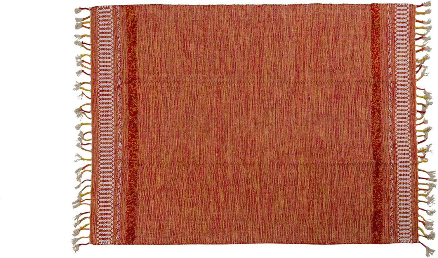 Dmora Moderner Boston-Teppich im Kelim-Stil, 100% Baumwolle, orange, 170x110 cm Bild 1