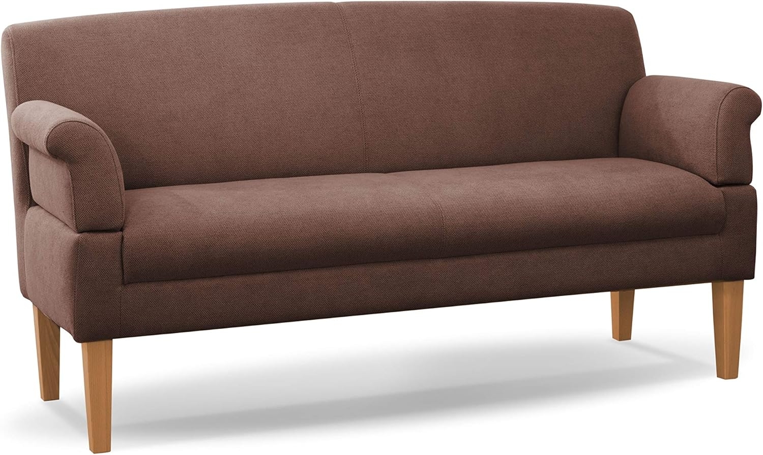 CAVADORE 3-Sitzer Küchensofa Malm, Sitzbank für Küche oder Esszimmer inkl. Armteilverstellung, Leichte Fleckenentfernung dank Soft Clean, 182 x 97 x 78, Flachgewebe: braun Bild 1