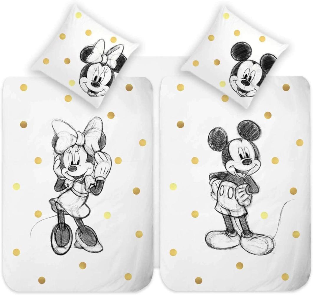 Disney Wendebettwäsche Mickey & Minnie Wendebettwäsche Set - 4 St - 2*135x200 cm + 2*80x80cm, 4 teilig, Mit Reißverschluss, 100% Baumwolle Bild 1