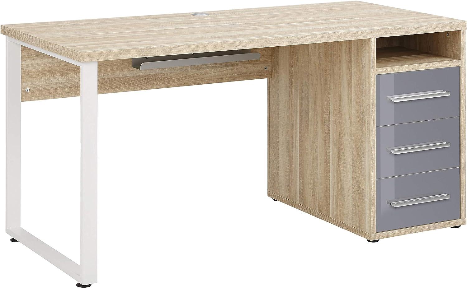 Schreibtisch, Eiche-Grauglas, 150 x 75 x 70 cm Bild 1