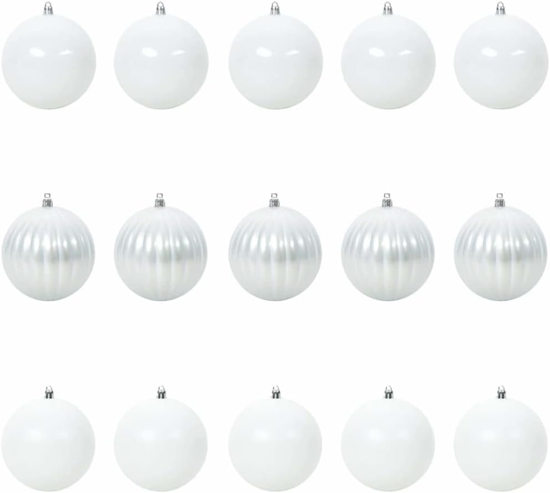 vidaXL Weihnachtskugel-Set 15 pcs Weiß Kunststoff 42018865 Bild 1