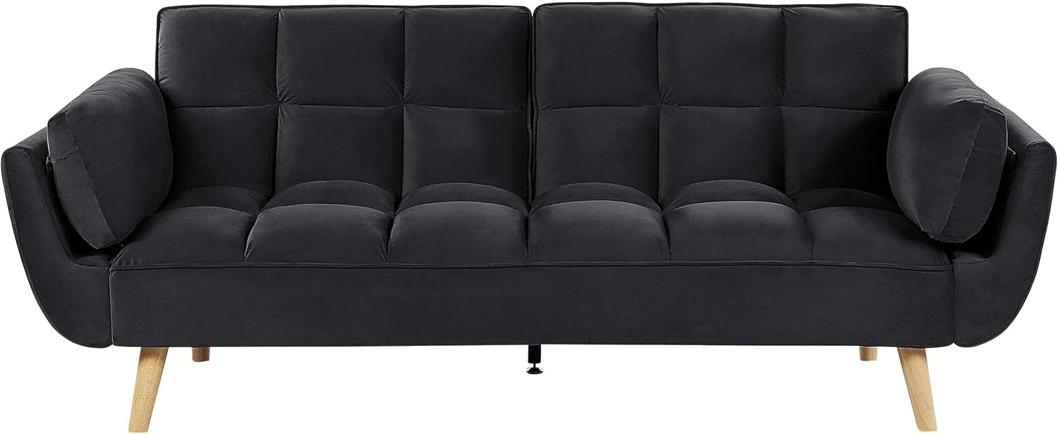 Schlafsofa 3-Sitzer Samtstoff schwarz ASBY Bild 1