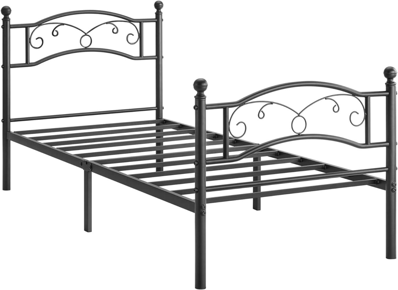 Vasagle Bettgestell aus Metall, Einzelbettgestell, Bettrahmen, passend für 90x190 cm Matratze, Gästebett, für Erwachsene, einfache Montage, schwarz RMB071B01 Bild 1