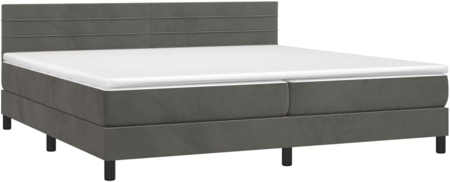 vidaXL Boxspringbett mit Matratze Dunkelgrau 200x200 cm Samt, Härtegrad: H2 [3141384] Bild 1