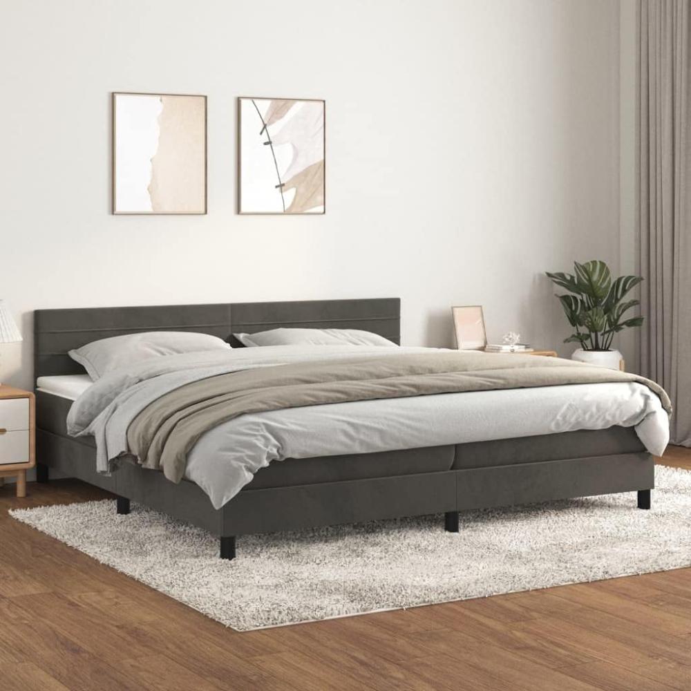 vidaXL Boxspringbett mit Matratze Dunkelgrau 200x200 cm Samt, Härtegrad: H2 [3141384] Bild 1