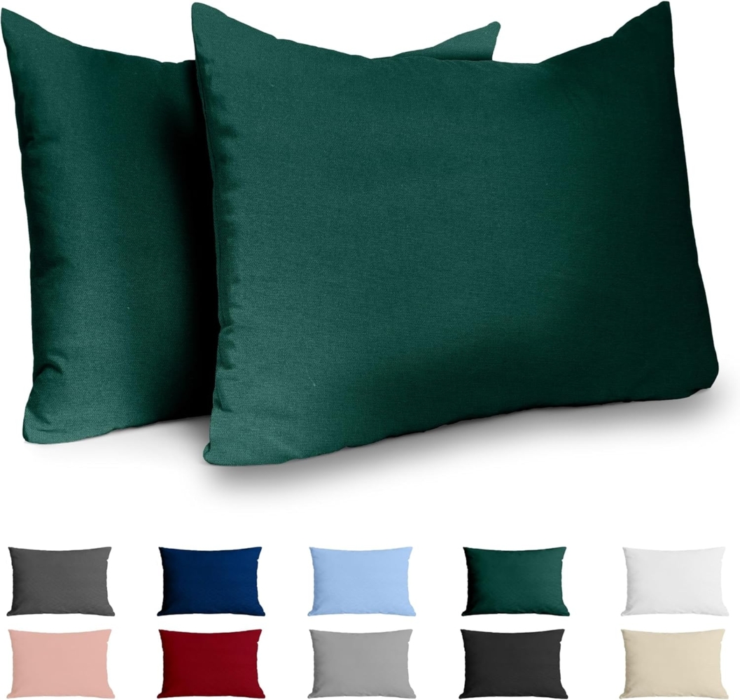 Dreamzie Kissenbezug 50x70 Renforcé Baumwolle (2er-Set) - Grün - Dicht gewebt mit 57 Fäden/cm² - Kissenbezug 70x50 cm - Oeko Tex Zertifiziert Bild 1