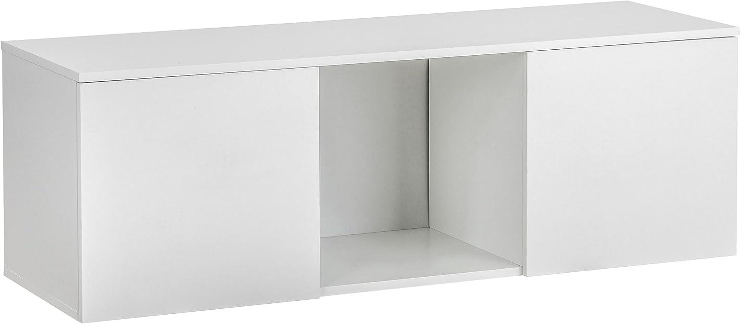 Baroni Home Hängender TV-Schrank für Wohnwand mit 2 Türen und eine Ablage, Hängender Lowboard mit Loch für Kabeldurchführung aus MDF; TV-Board für Wohn- und Schlafzimmer, Weiß, 120x40x40 cm Bild 1