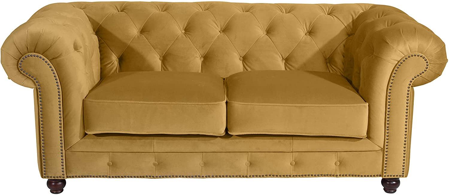 Orleans Sofa 2-Sitzer Samtvelours Mais Buche Nussbaumfarben Bild 1